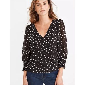 Madewell Black and White Polka Dot Blouse